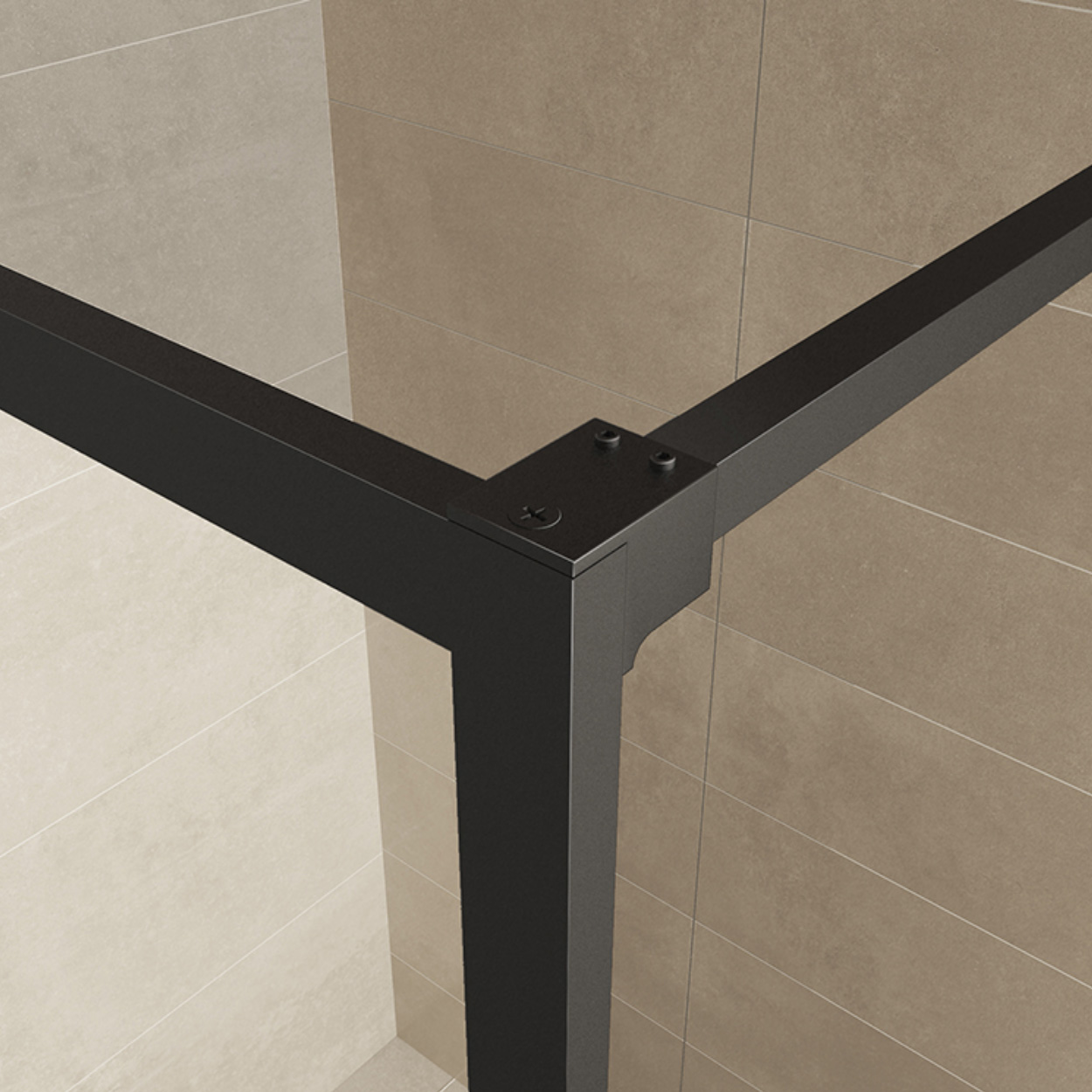 Wiesbaden Square Inloopdouche 10mm NANO Helder Glas / Mat Zwart Frame